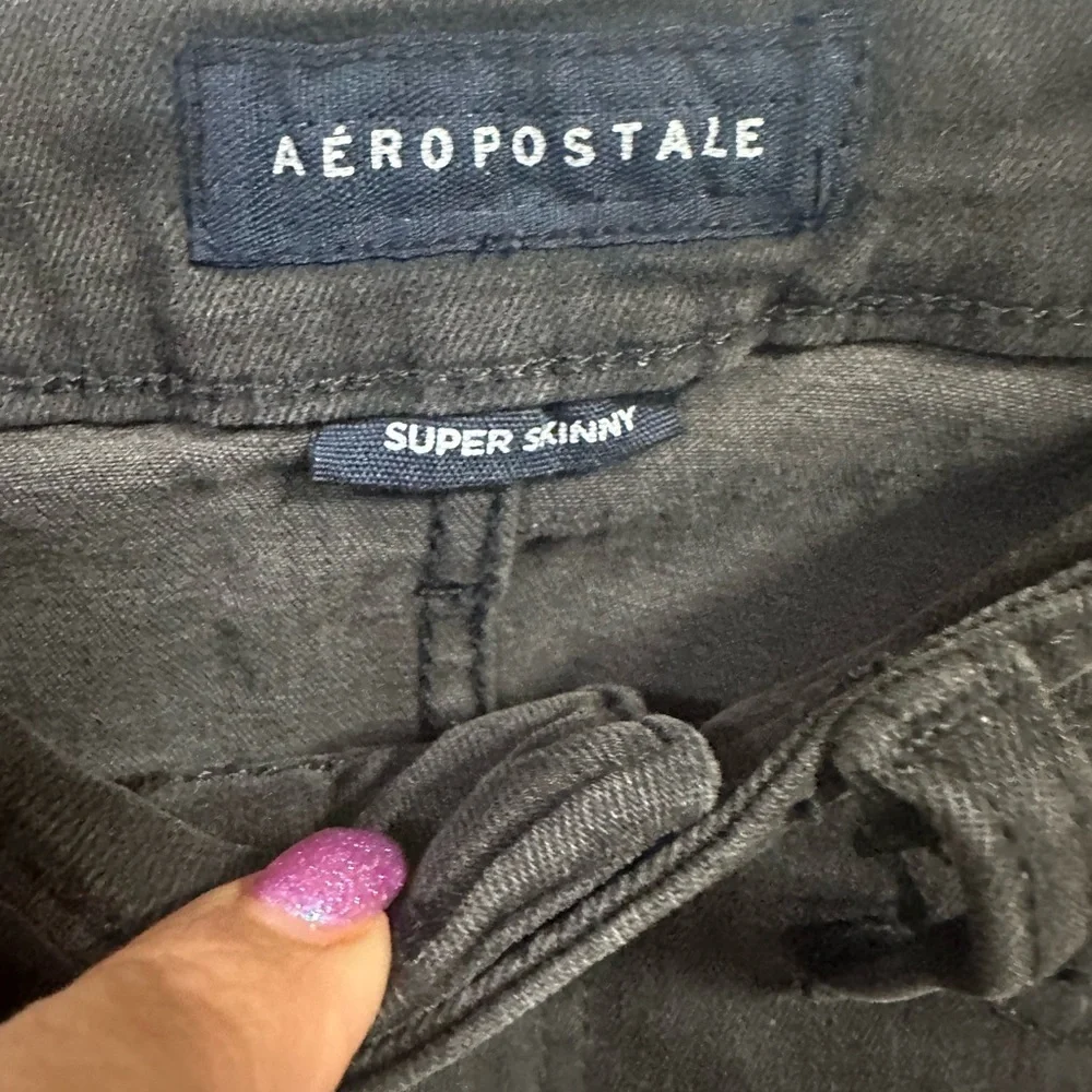 Aeropostale Super Skinny Black/Charcoal Distressed Jeans - Picture 6 of 6